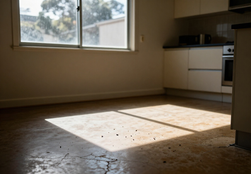 Cockroach infestation in a Hoxton Park kitchen before treatment